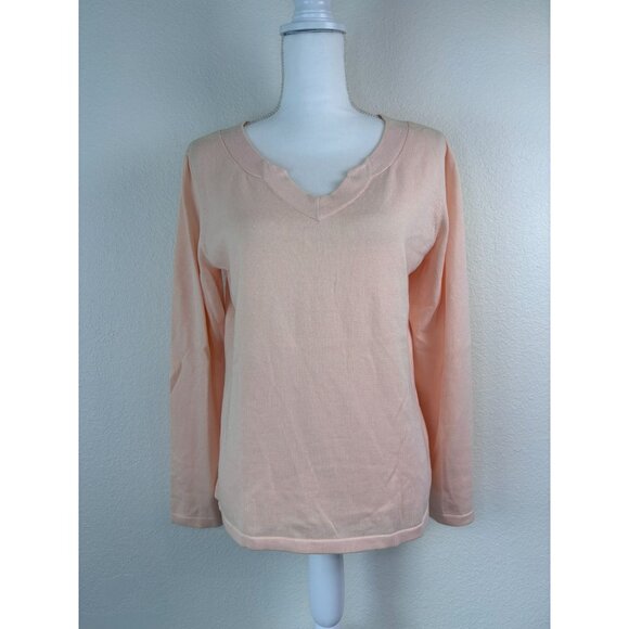 J. Jill women's medium peach light orange long sleeve‎ lightweight sweater top - Picture 1 of 8